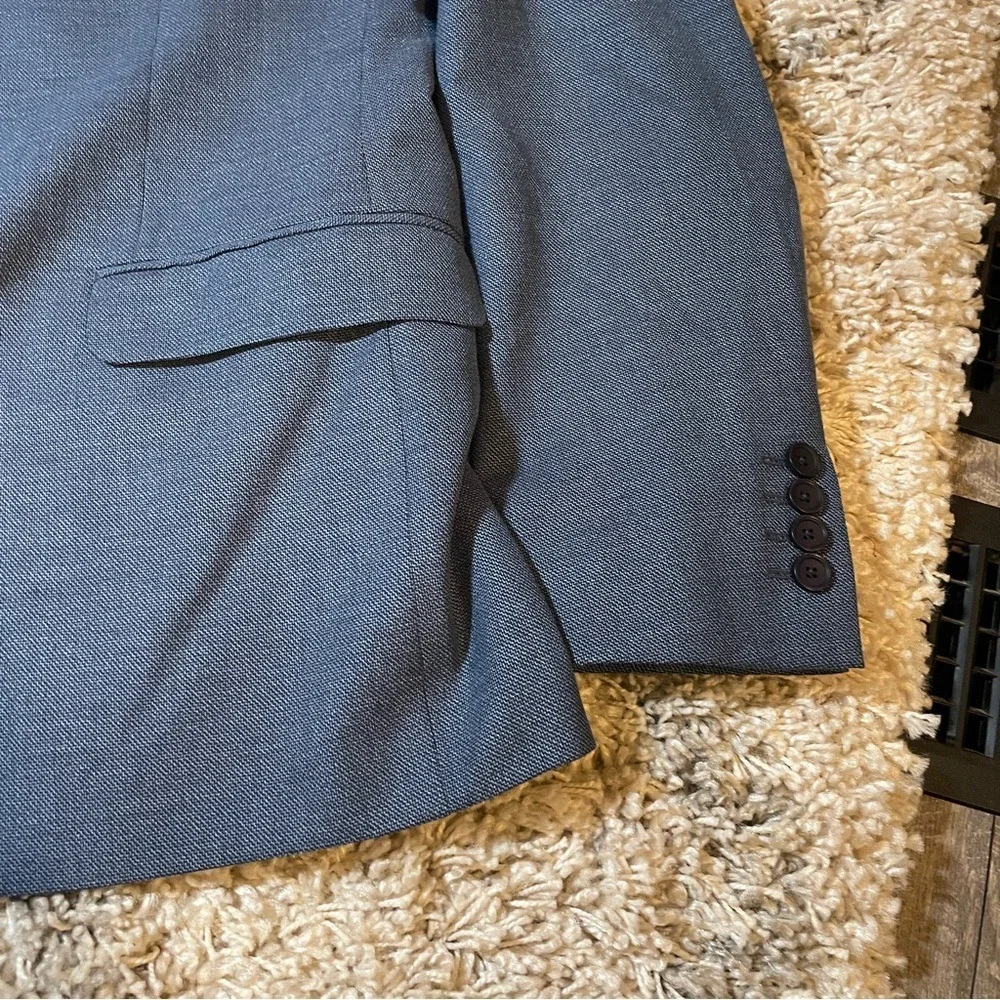 Bar III Mens Slim Fit Blazer‎ Blue Gray Textured Two Button Sport Coat